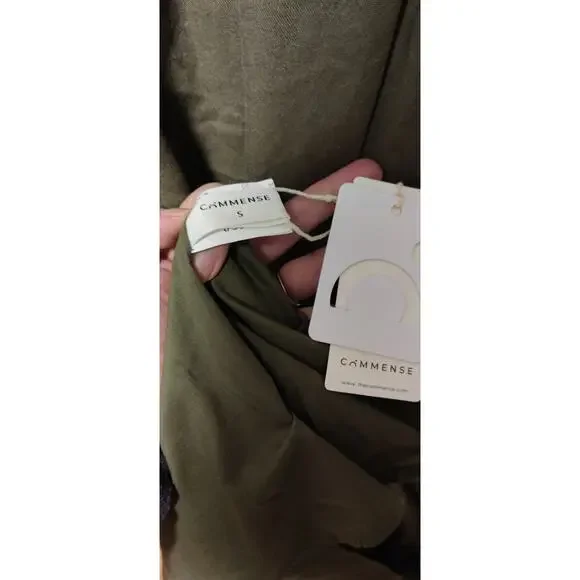 Commense Olive Green Linen and Cotton Halter Maxi Dress Sz S Boho Lagenlook NWT - Picture 9 of 9